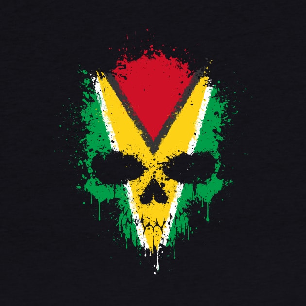 Chaotic Guyanese Flag Splatter Skull by jeffbartels